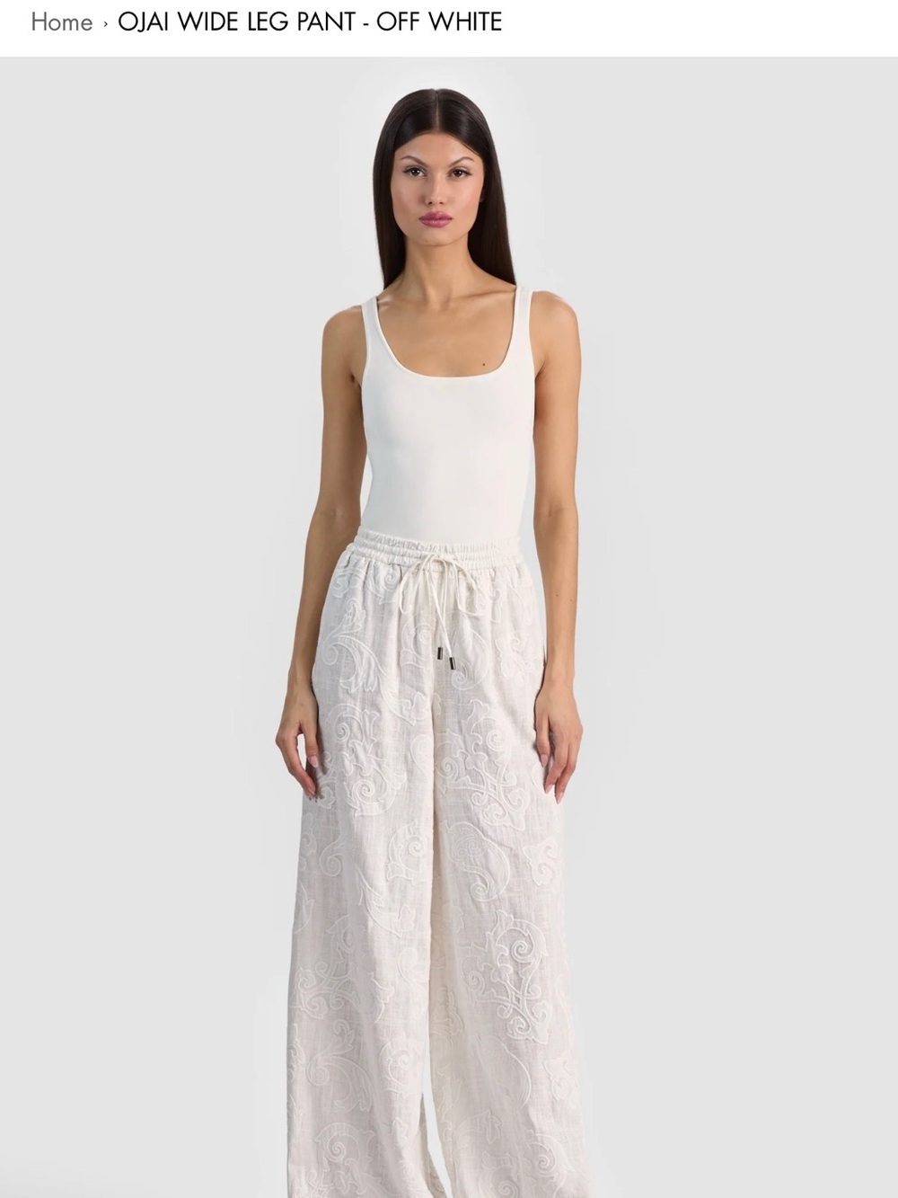 Ojai Wide-Leg Alice + Olivia Off-White pants. Never Worn. True to size